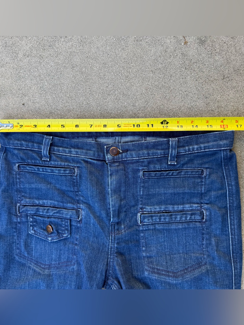 7 For All Mankind 7FAM Georgia High Waist Flare Jeans 30 Patch Pocket Dark Wash - Picture 6 of 8